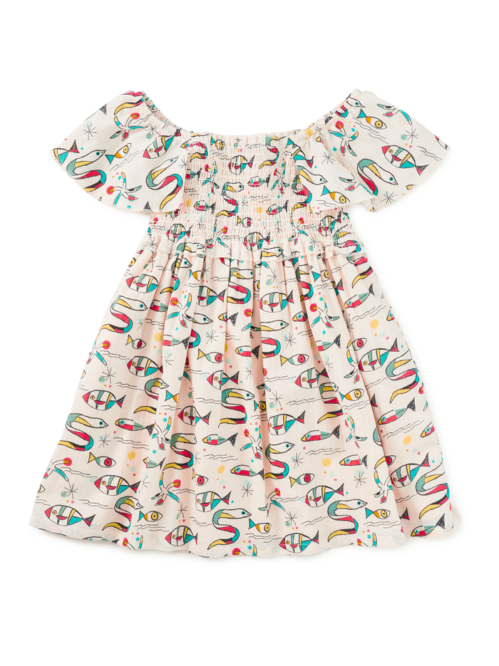 Flutter Sleeve Smocked Dress