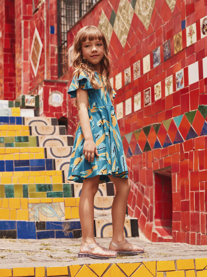 Flutter Sleeve Twirl Dress