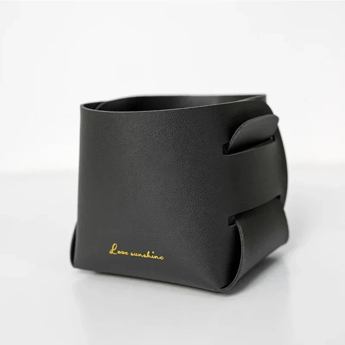 Folding Leather Storage Bins