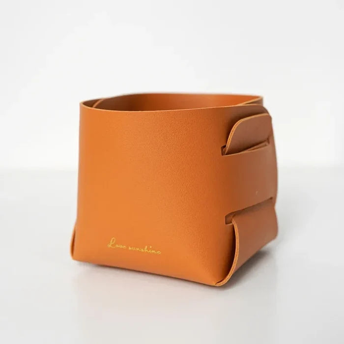 Folding Leather Storage Bins
