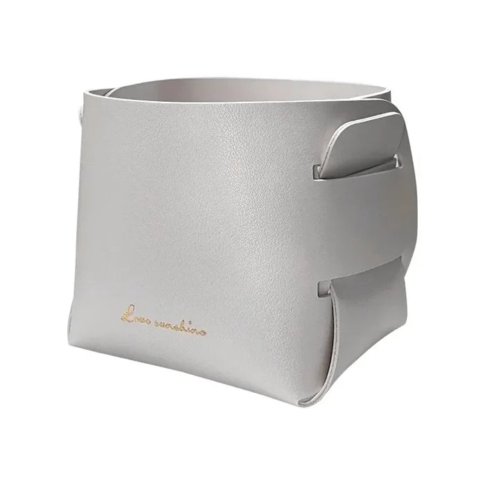 Folding Leather Storage Bins