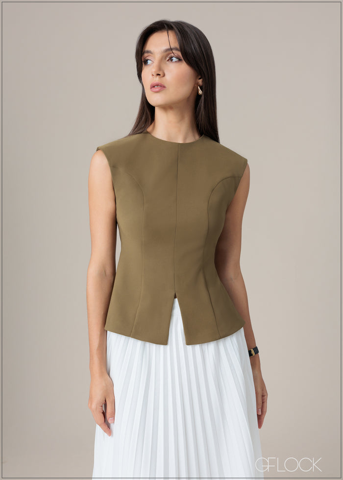 Front Slit Detailed Top - 240726