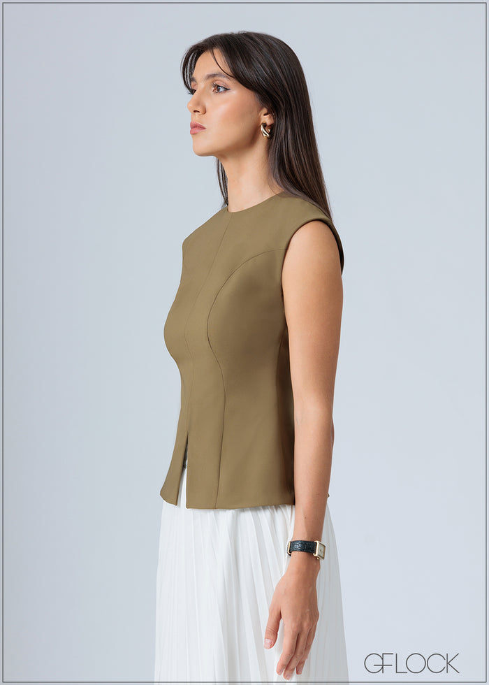 Front Slit Detailed Top - 240726