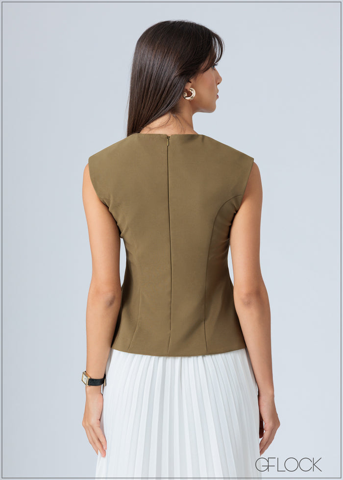Front Slit Detailed Top - 240726
