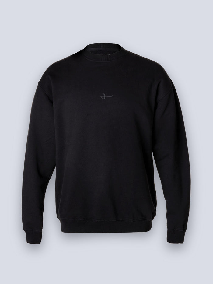 G90 COTTON CREW SWEATER - BLACK