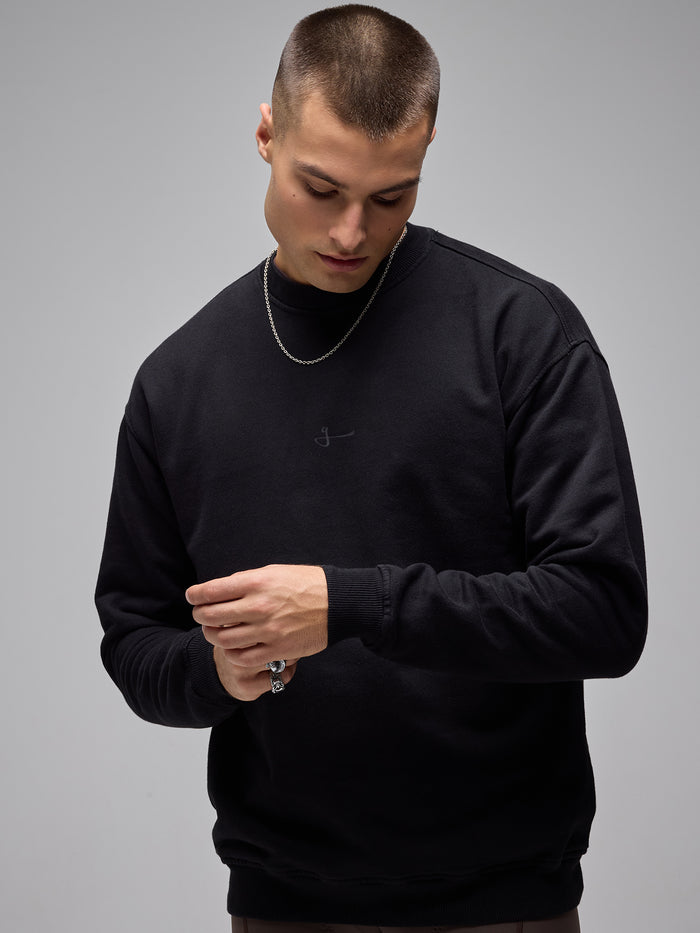 G90 COTTON CREW SWEATER - BLACK