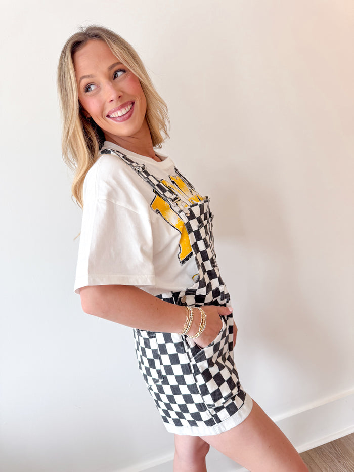 Mittoshop Gameday Checkered Overalls – women's jumpsuits + rompers