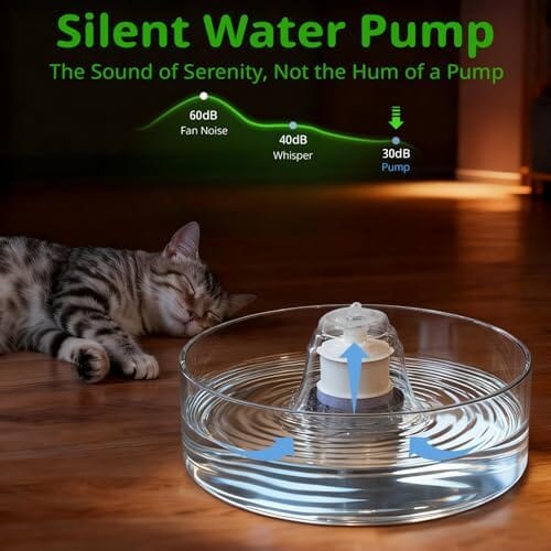 Glass Cat and Dog Water Fountain 90oz/2.7L, Automatic Pet Water Dispenser with Quiet Pump Dog Bowls & Feeders Pet Clever