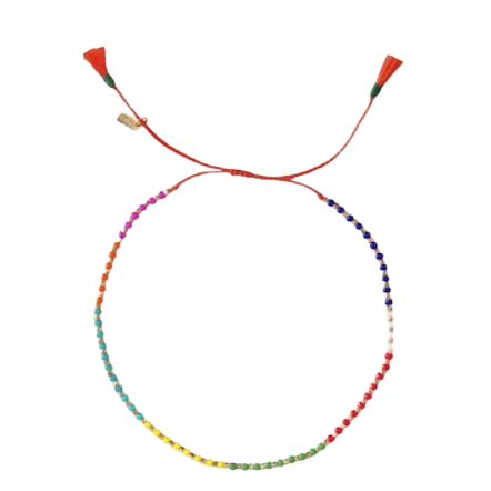 Gold and Rainbow Beaded Bracelet