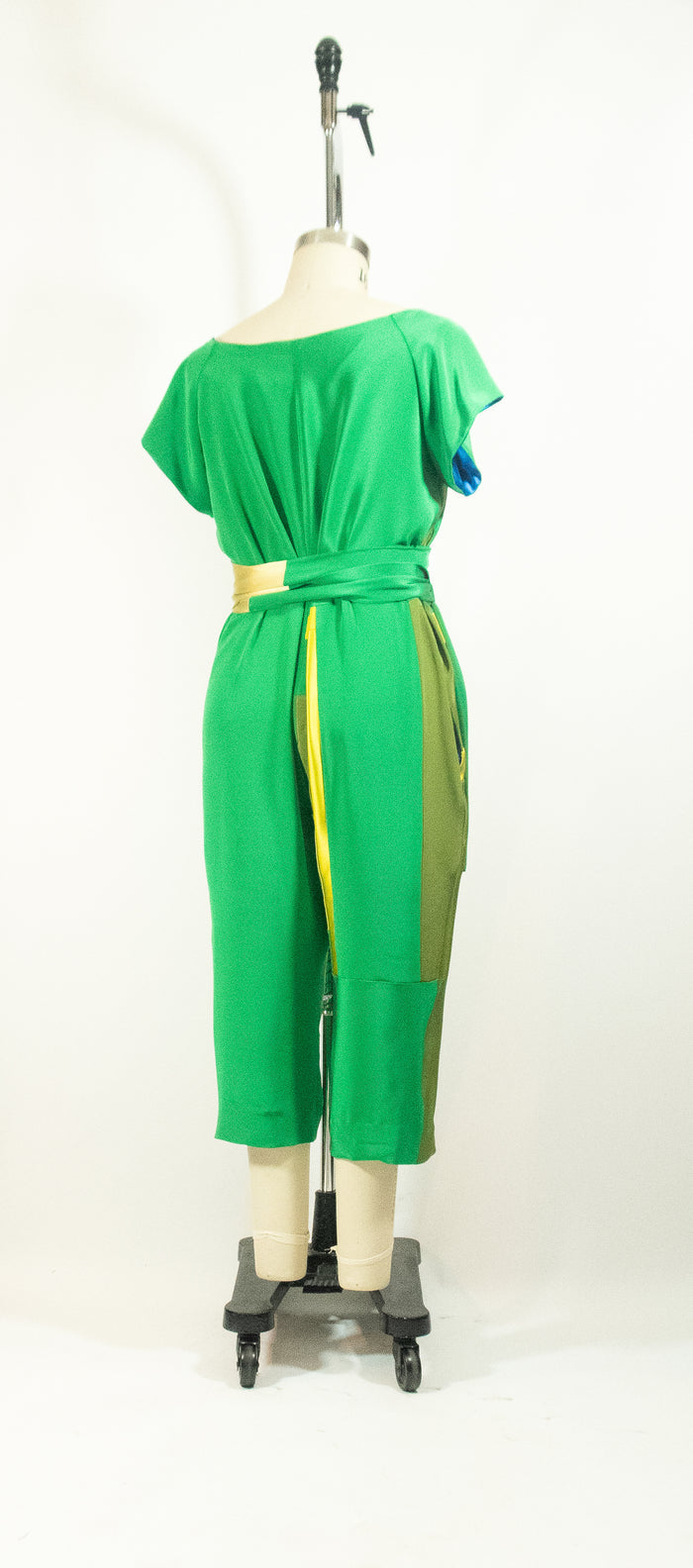 Green Patchwork Silk Jumpsuit