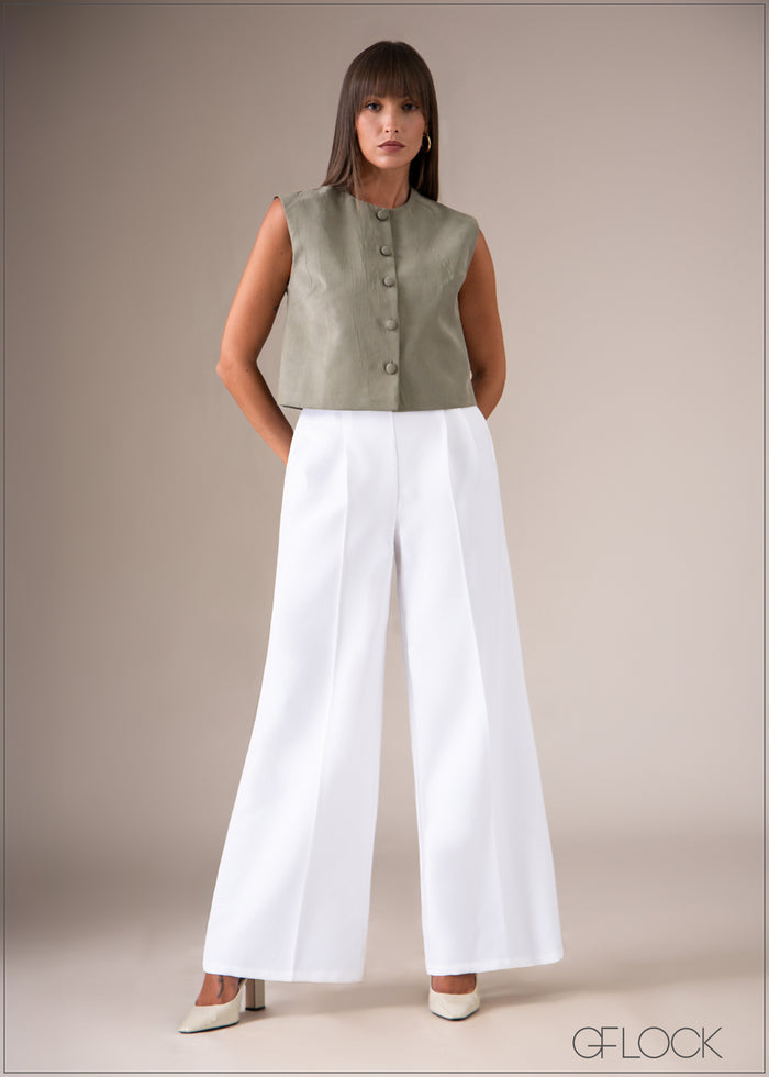 High Waist Pleated Pant - Long Length - 060326