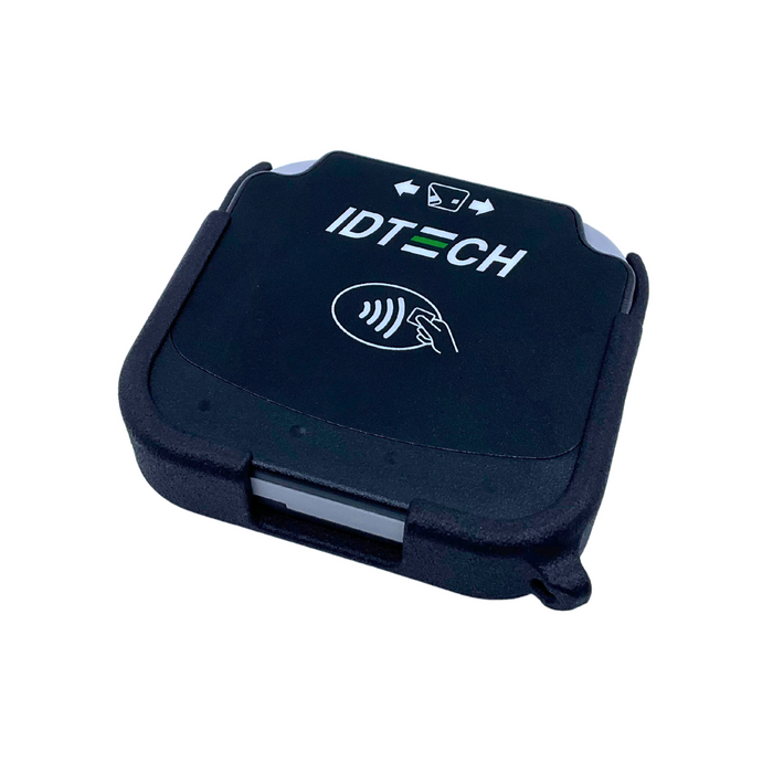 VP3350 sled securely holds card reader with Alien Tape attachment