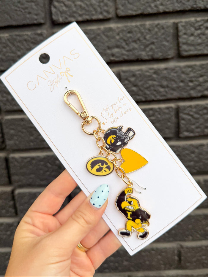 Iowa Hawkeyes Heart Cluster Bag Charm