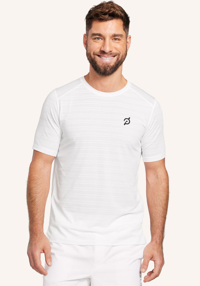 Jacquard Stripe Mesh Short Sleeve