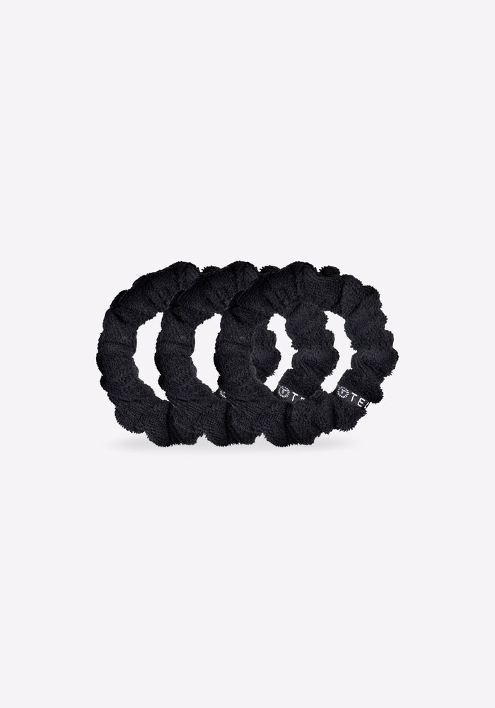 Jet Black Large Towel Scrunchies - 3 Pack