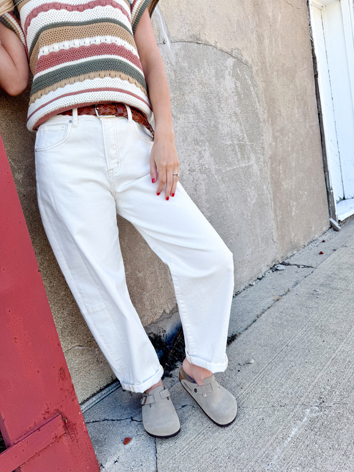 Risen Joslyn Cream Cuffed Barrel Jean – women's denim