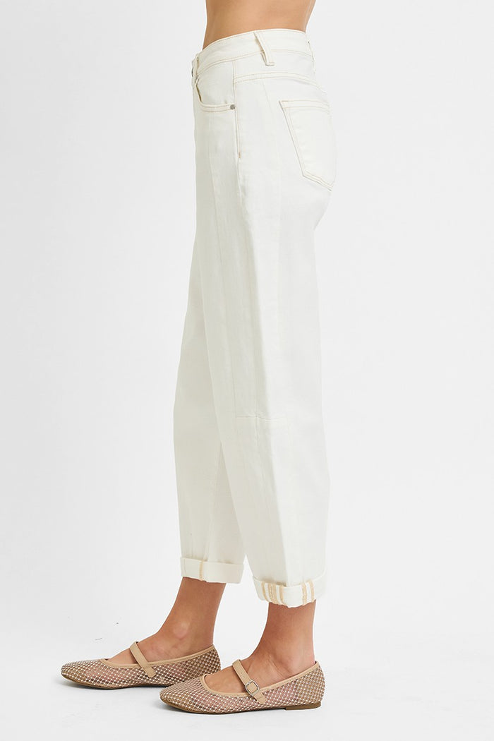 Risen Joslyn Cream Cuffed Barrel Jean – women's denim