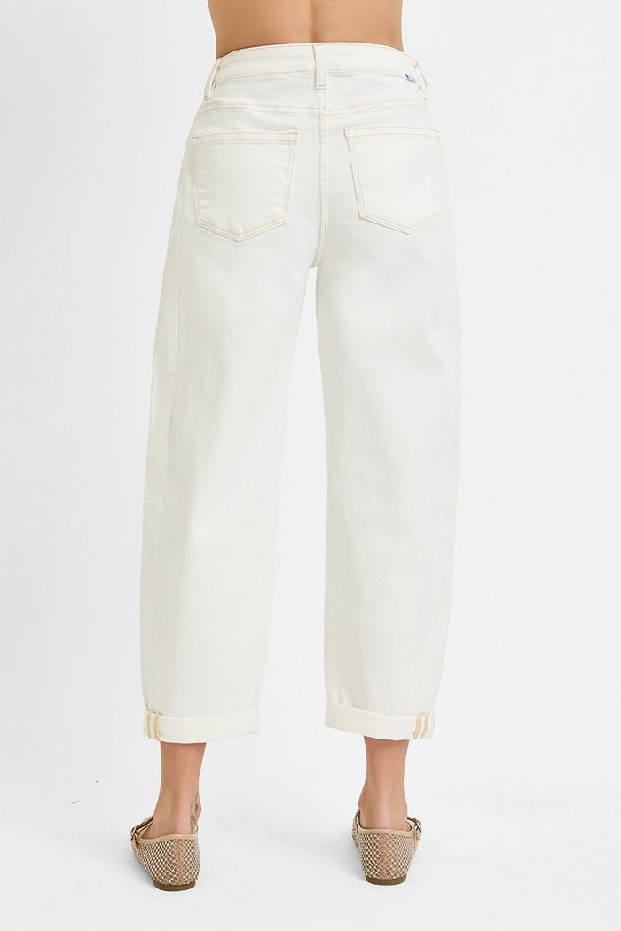 Risen Joslyn Cream Cuffed Barrel Jean – women's denim