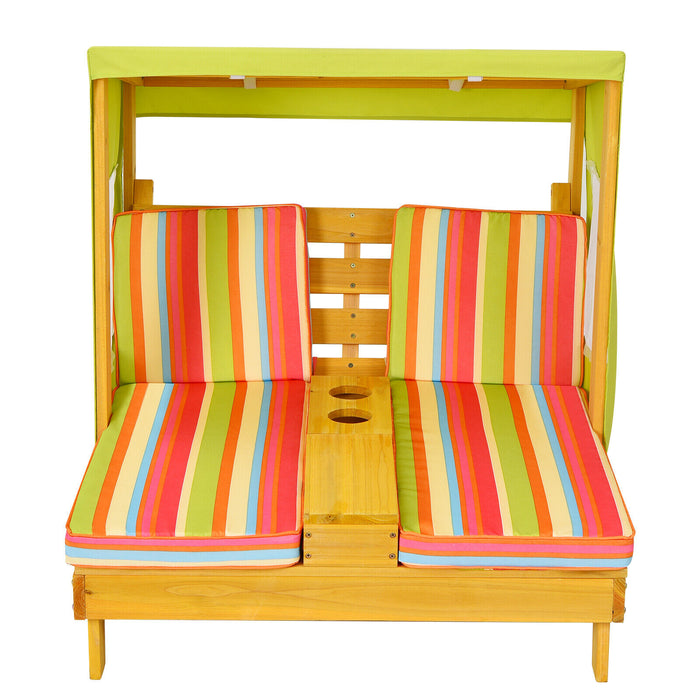 Kids Outdoor Cushioned Pool Beach Double Chaise Lounger Chair