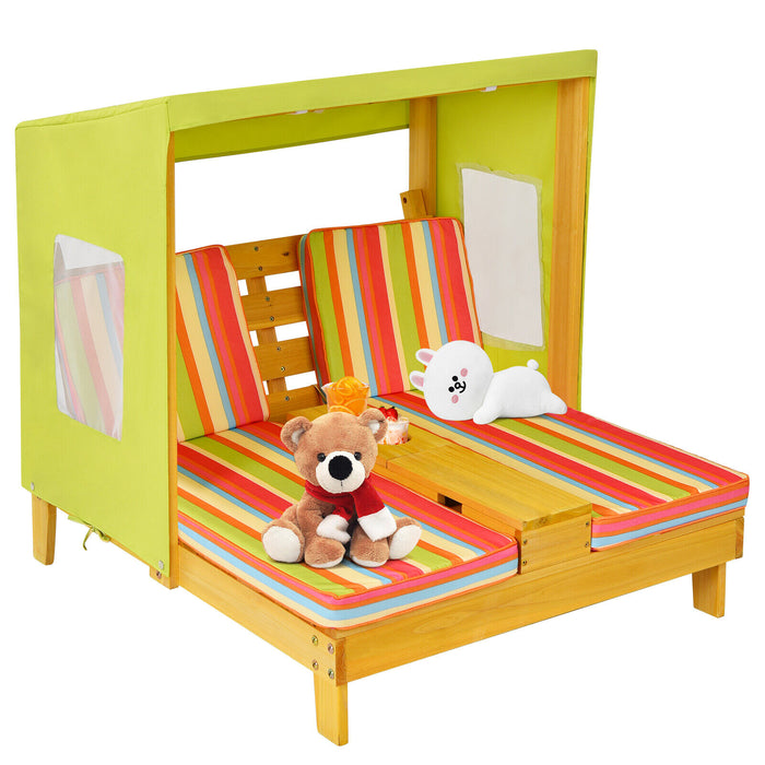 Kids Outdoor Cushioned Pool Beach Double Chaise Lounger Chair
