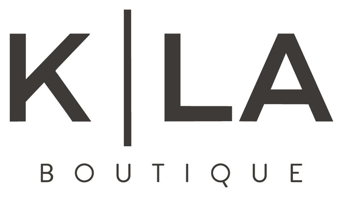 K|LA Boutique gift card with dark logo and text on white background.
