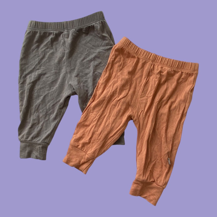 kyte set of 2 newborn pants terracotta/grey