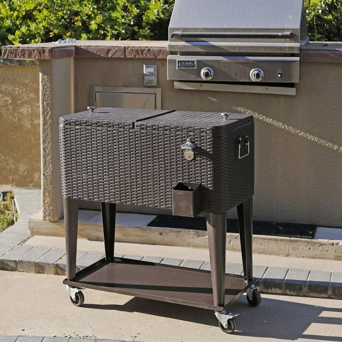 Large Wheeled Outdoor Patio Party Ice Box Beverage Cooler Chest