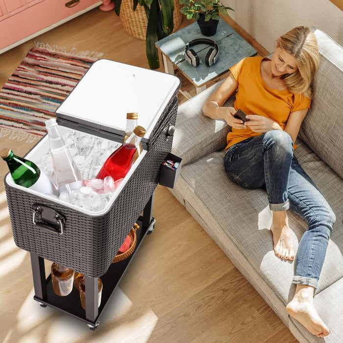 Large Wheeled Outdoor Patio Party Ice Box Beverage Cooler Chest