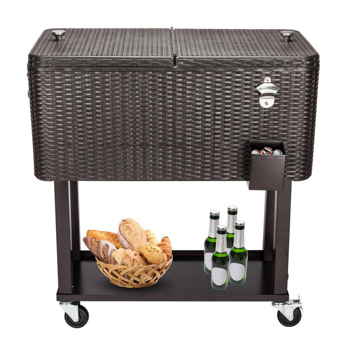 Large Wheeled Outdoor Patio Party Ice Box Beverage Cooler Chest