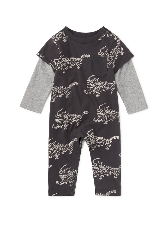 Layered Button-Up Baby Romper
