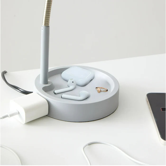 Led Desk Lamp With Catch-All Base & Ac Outlet