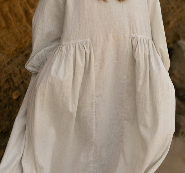 LINEN SEISOEN DRESS OATMEAL