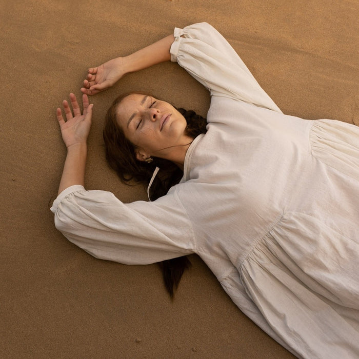 LINEN SEISOEN DRESS OATMEAL