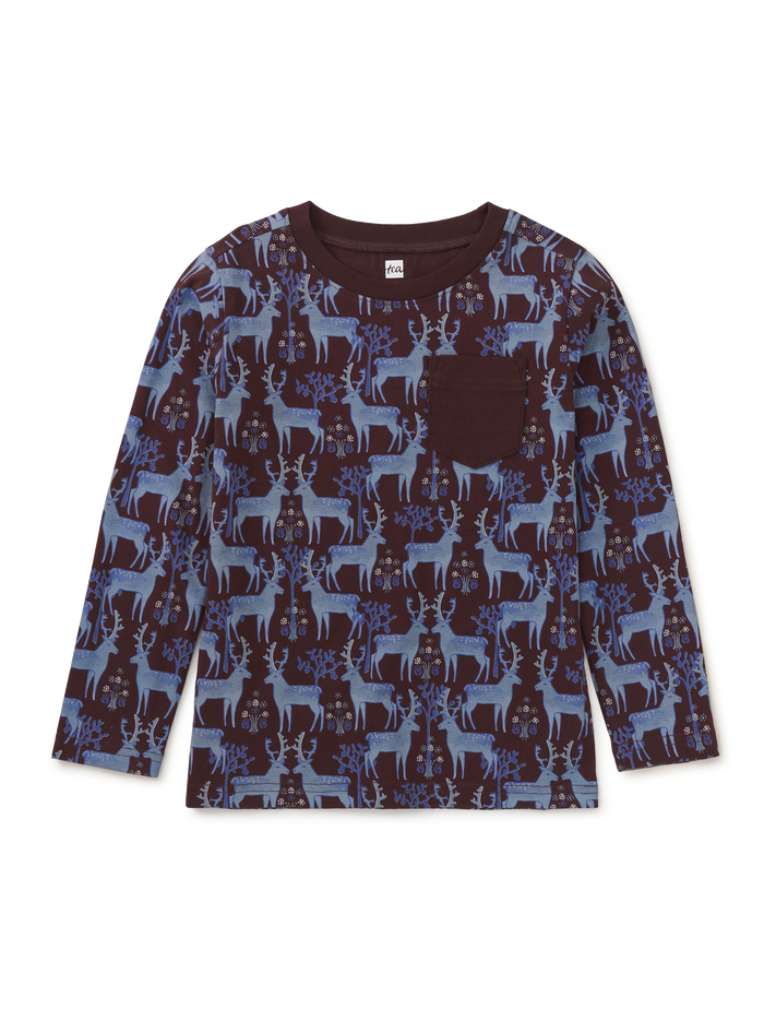 Long Sleeve Printed Pocket Tee