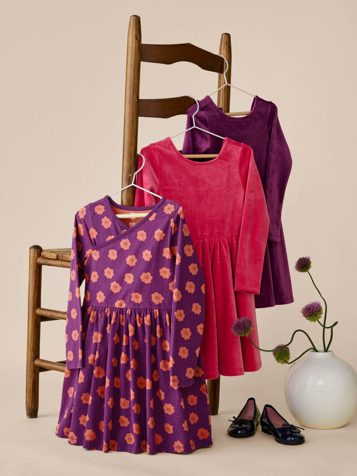Long Sleeve Wrap Neck Dress