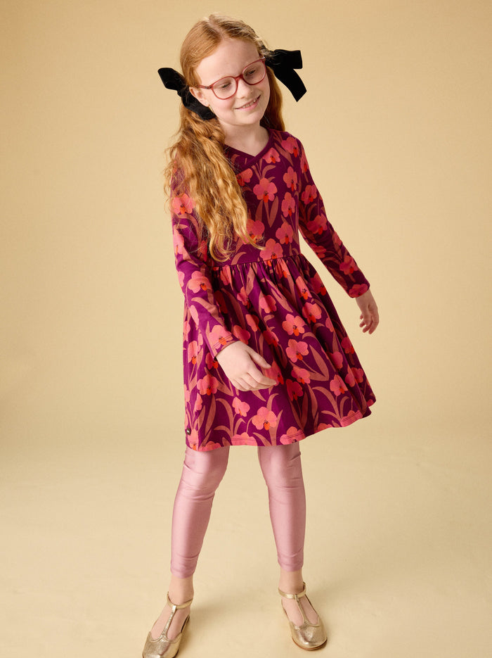 Long Sleeve Wrap Neck Dress