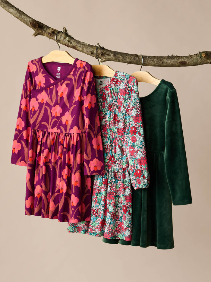 Long Sleeve Wrap Neck Dress