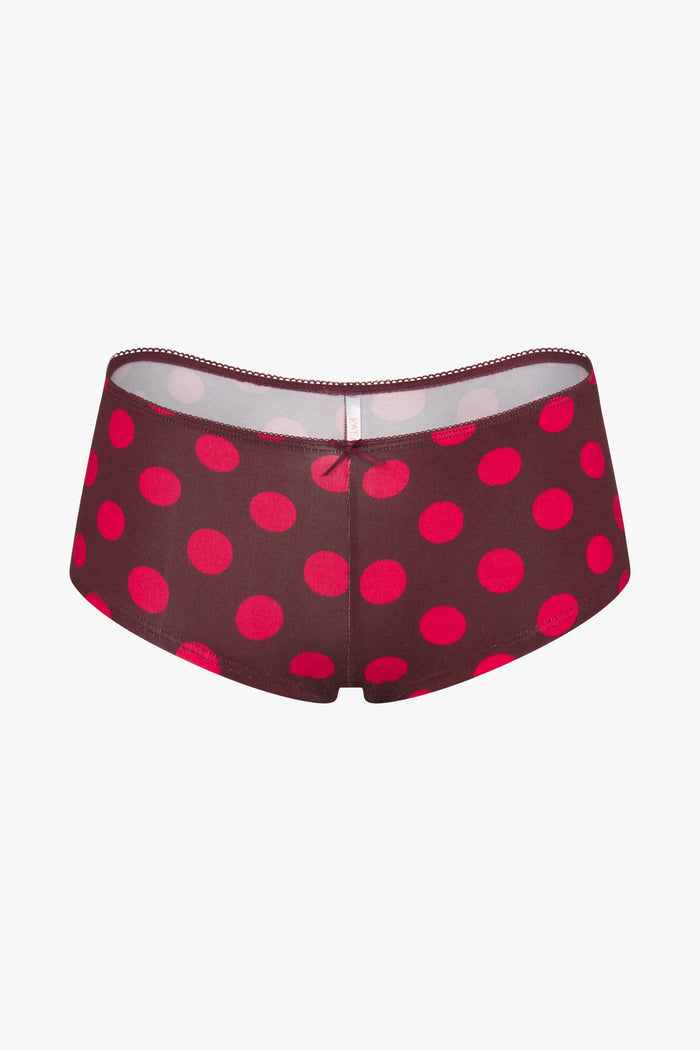 LOW RISE SHORTY BOI BRIEF IN SCARLET DOT
