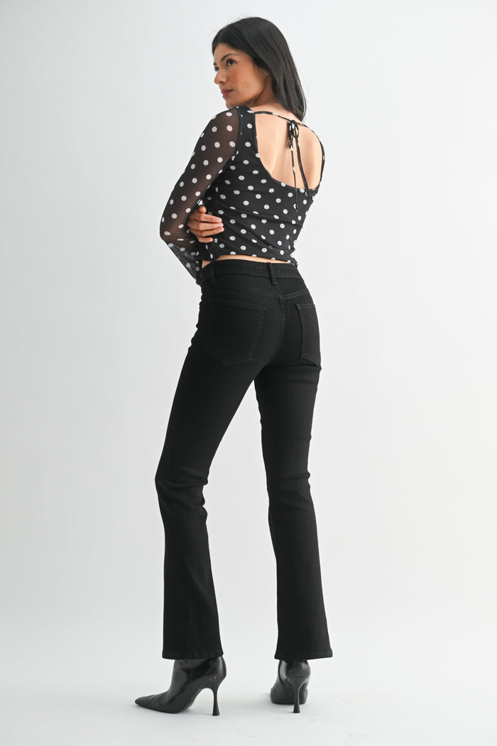 JUST BLACK DENIM MID-RISE BOOTCUT JEANS – BLACK