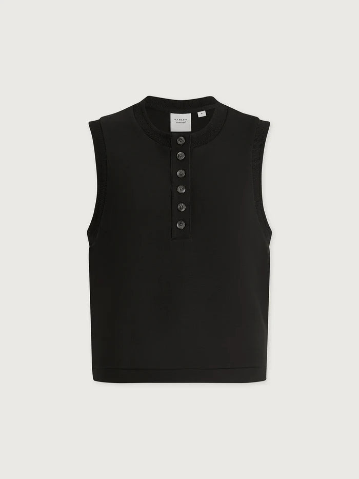 Marla Button Placket Black Tank