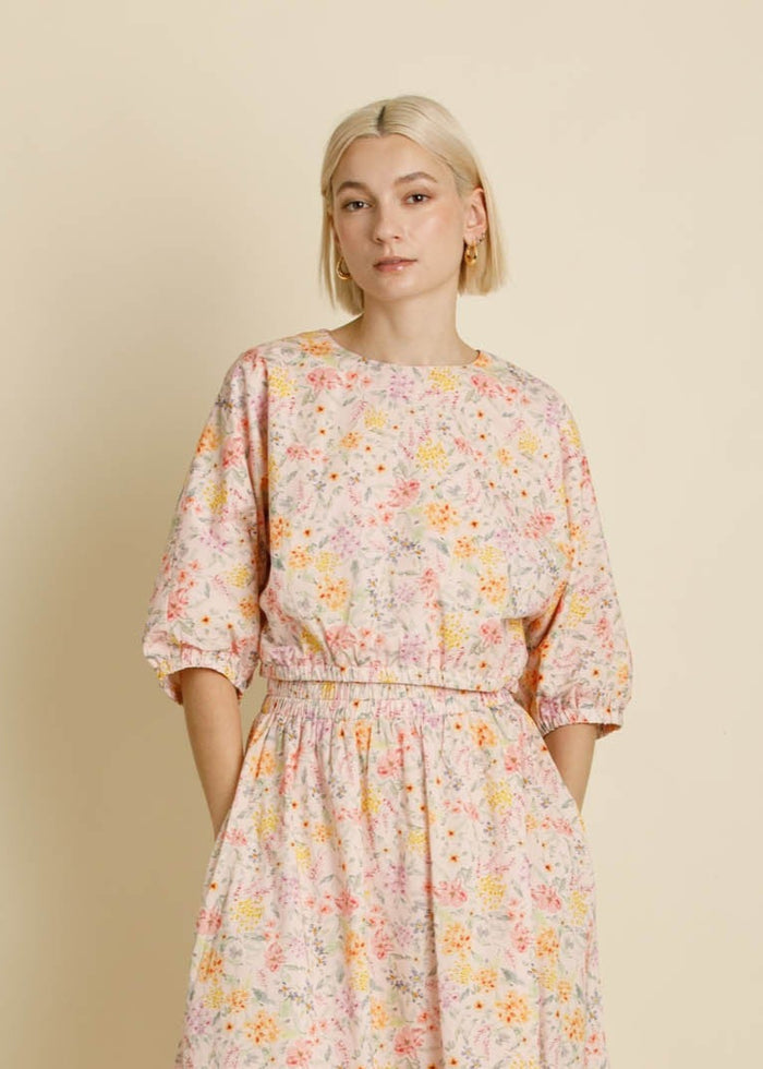 AUREUM FLORAL DOLMAN SLEEVE TOP