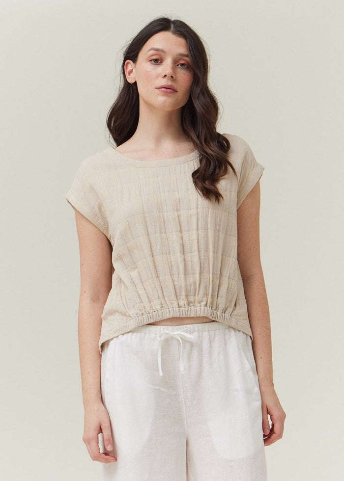 GRADE & GATHER GINGHAM GAUZE BLOUSE