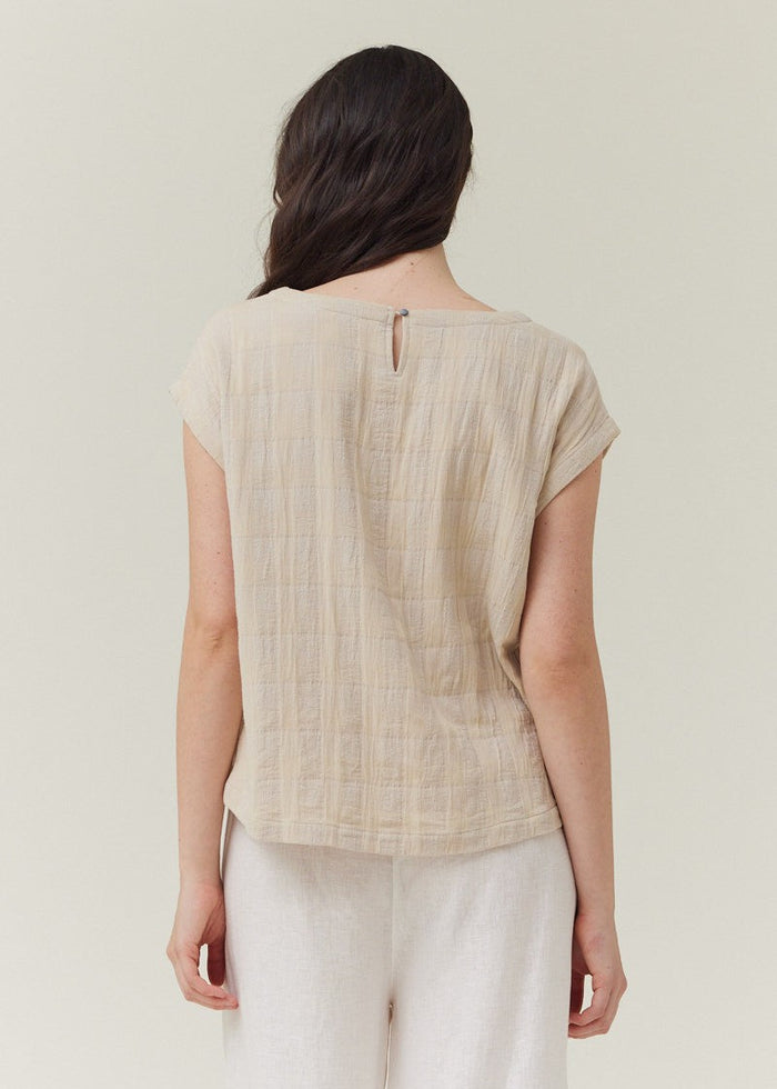 GRADE & GATHER GINGHAM GAUZE LIGHTWEIGHT BLOUSE