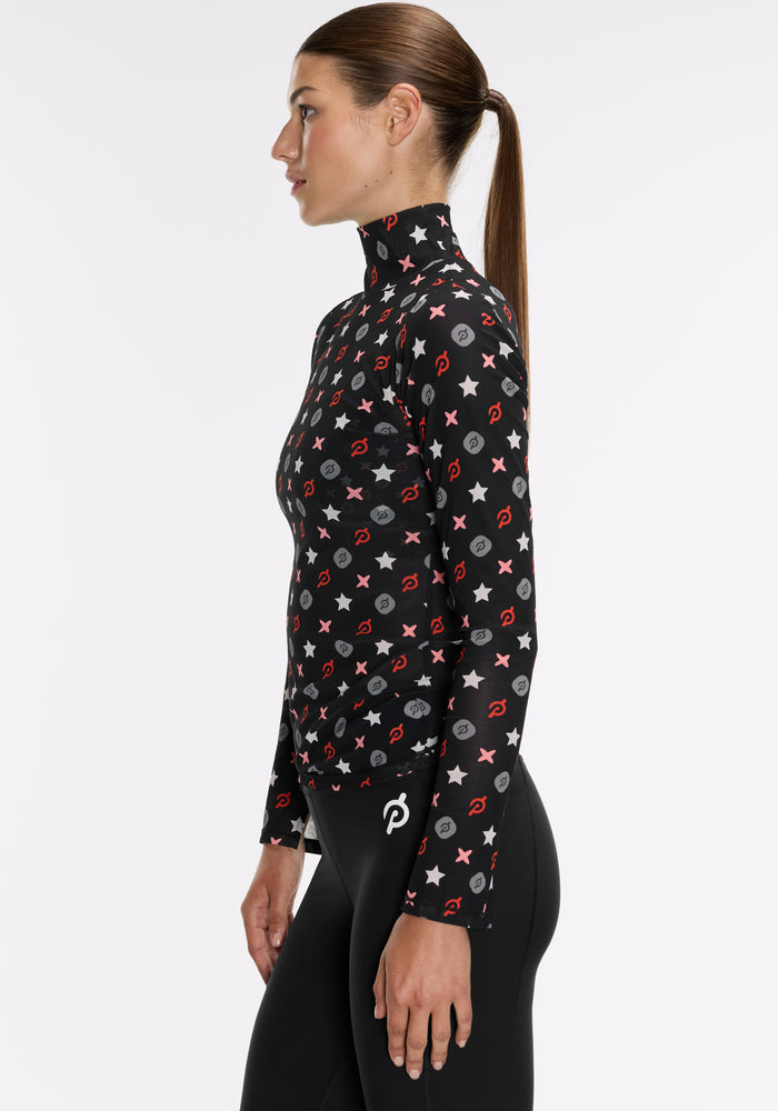 Mesh Mock Neck Long Sleeve