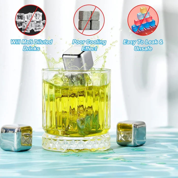 Metal Reusable Beverage Chiller Cubes - Set of 8 Pieces