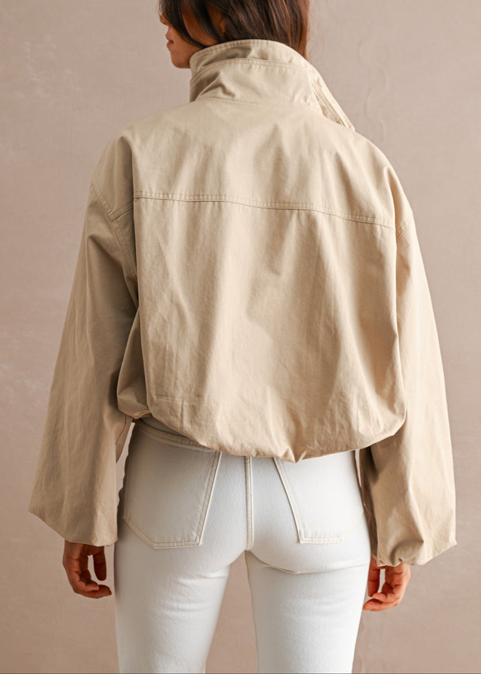 TAUPE BUBBLE HEM CROPPED JACKET