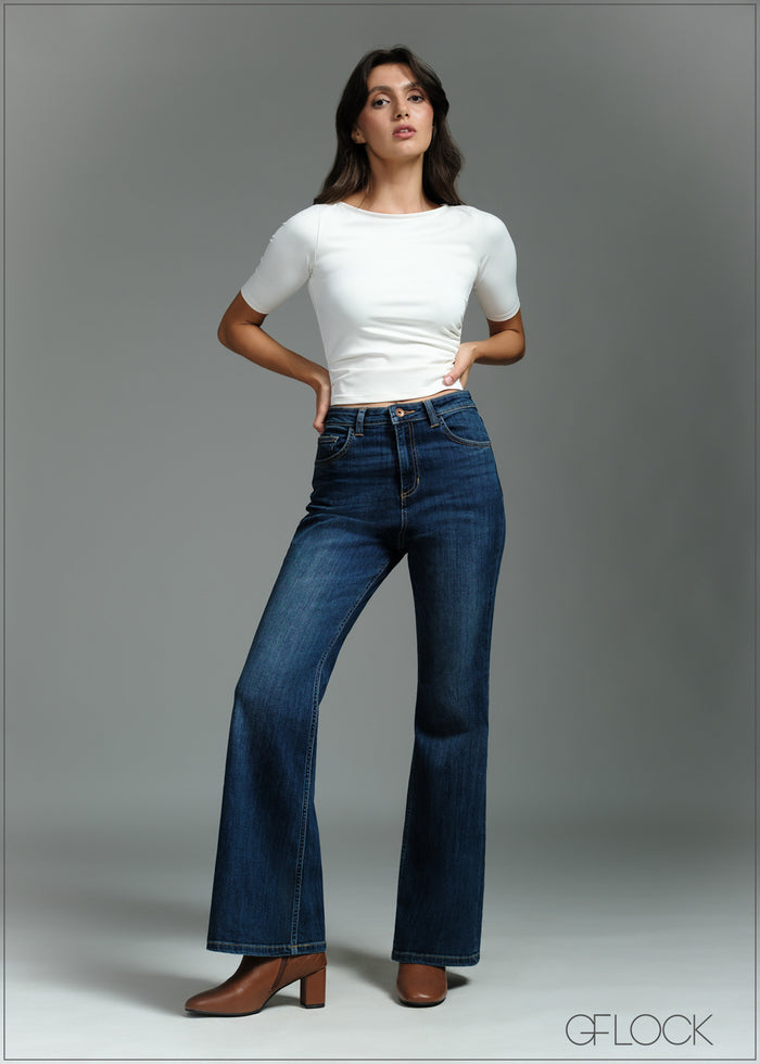 Mid Wash Bootcut Jean - Short Length - 250726