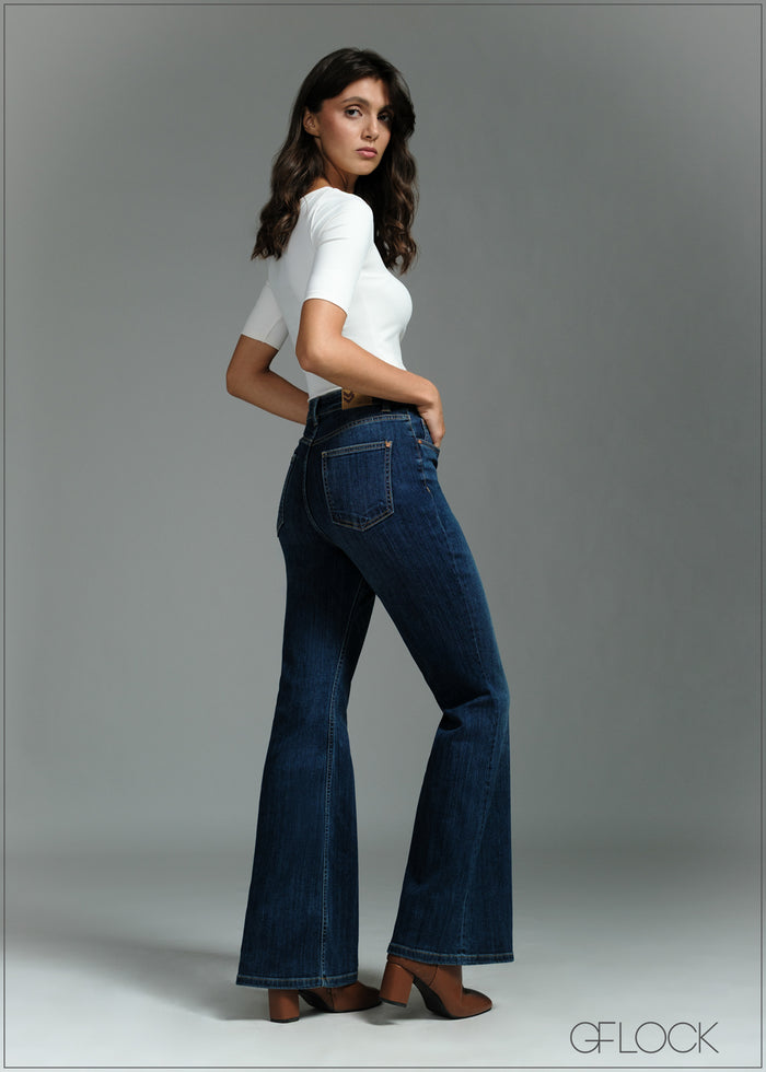 Mid Wash Bootcut Jean - Short Length - 250726