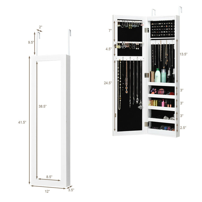 Modern Over The Door Light Up Jewelry Storage Mirror Armoire
