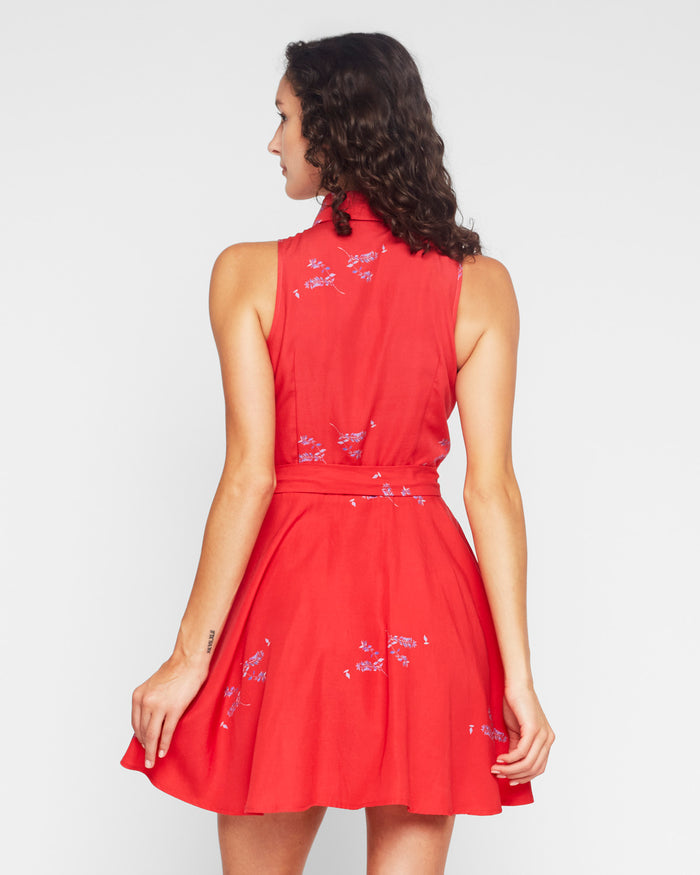 FLORA COLLARED RED DRESS